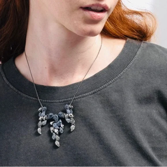 ALEXIS BITTAR • Blue Crystal Ombré Paisley Articulated Paisley Mosaic Necklace